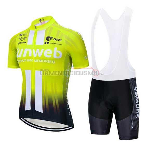 Abbigliamento Ciclismo Sunweb Manica Corta 2019 Giallo Bianco